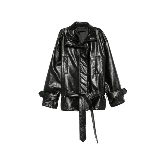 26FW 페데리카 토시 가죽 자켓 30250 302 29 BLACK