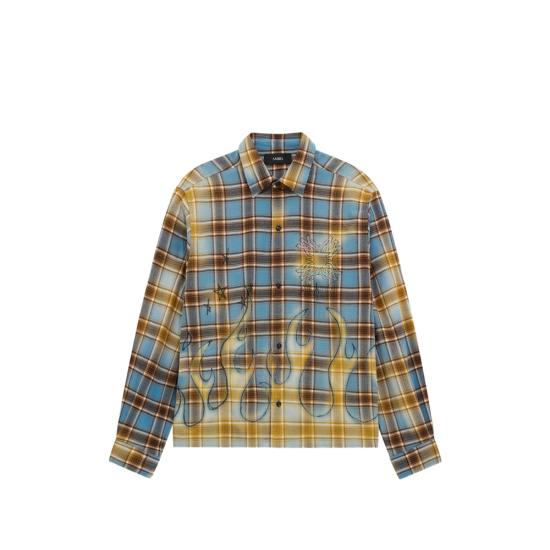 26FW 아미리 긴팔 셔츠 AMTOSH1187 BLUE BLUE BROWN