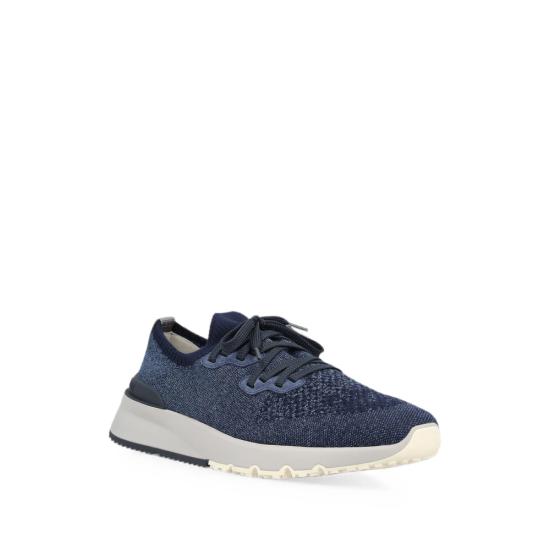 26FW 브루넬로 쿠치넬리 시네 니트 러너 MZUKISO250 CBJ51 BLUE - BRUNELLO CUCINELLI