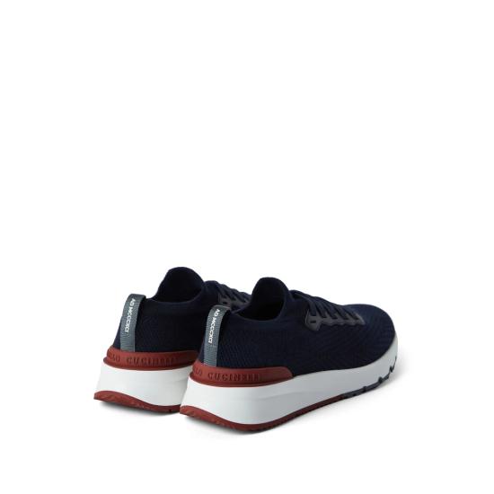 26FW 브루넬로 쿠치넬리 코튼 니트 세미 폴리쉬드 카프스킨 러너 MZUPMBO252 CP307 BLUE - BRUNELLO CUCINELLI