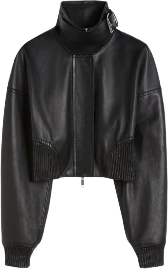 26SS 스포트막스 가죽 자켓 12441011600002 BLACK