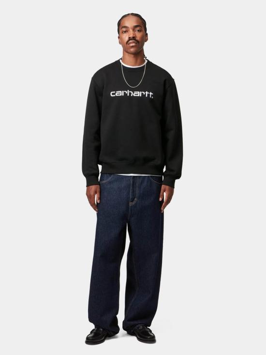 26FW 칼하트 WIP 로고 스웨트셔츠 I030546 0D2 XX BLACK WHITE - CARHARTT WIP
