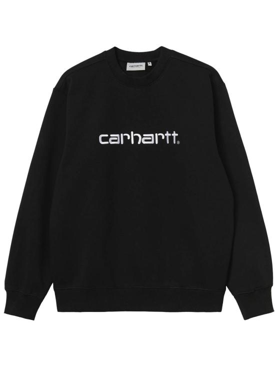 26FW 칼하트 WIP 로고 스웨트셔츠 I030546 0D2 XX BLACK WHITE