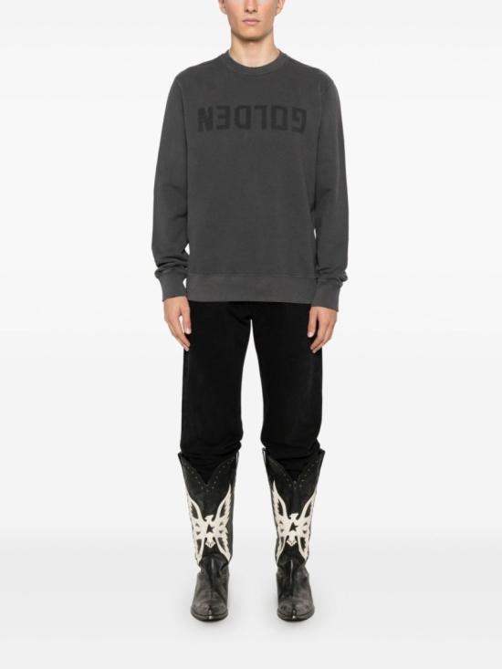 26FW 골든구스 골든 레터링 올리브 그린 스웨트셔츠 GMP01223P00064260318 Black - GOLDEN GOOSE