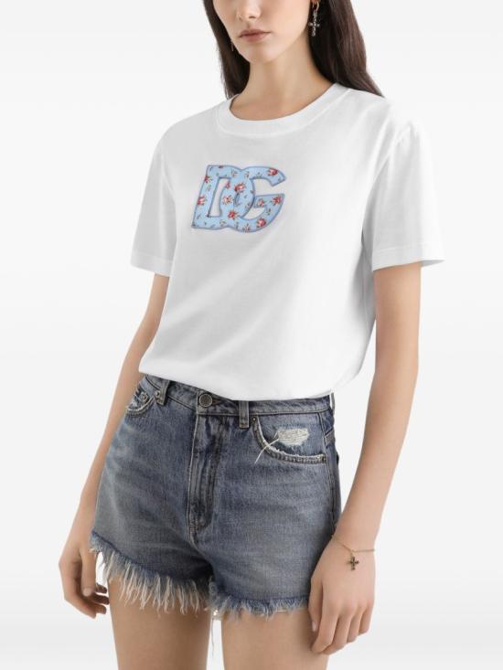 26SS 돌체앤가바나 DG 프린트 패치 저지 티셔츠 F8V42ZGDDLXW0800 White - DOLCE & GABBANA