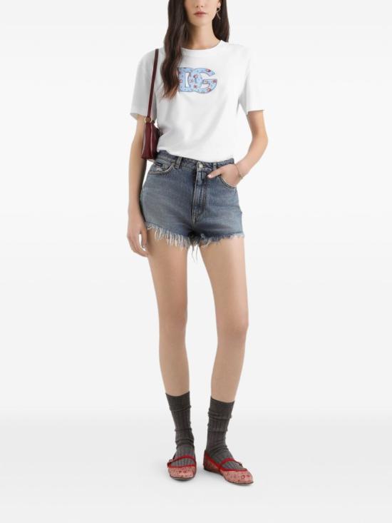 26SS 돌체앤가바나 DG 프린트 패치 저지 티셔츠 F8V42ZGDDLXW0800 White - DOLCE & GABBANA
