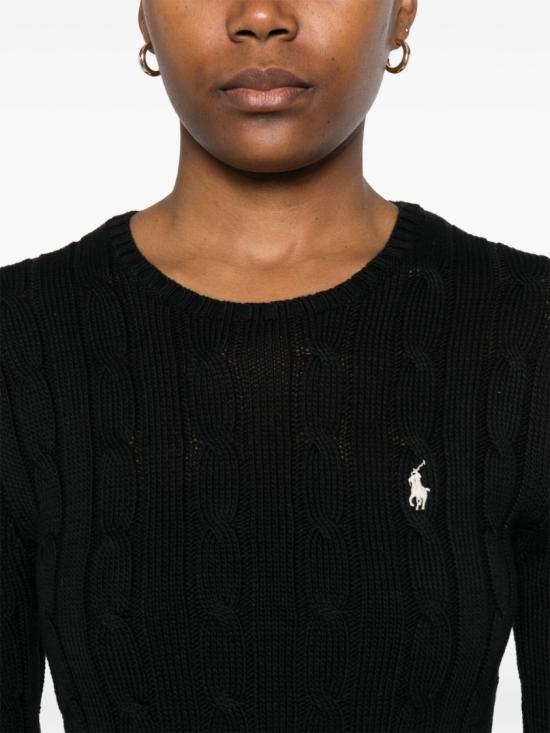26FW 폴로 랄프로렌 포니 로고 피마코튼 케이블 니트 스웨터 211971869006POLO BLACK WHITE PP - POLO RALPH LAUREN