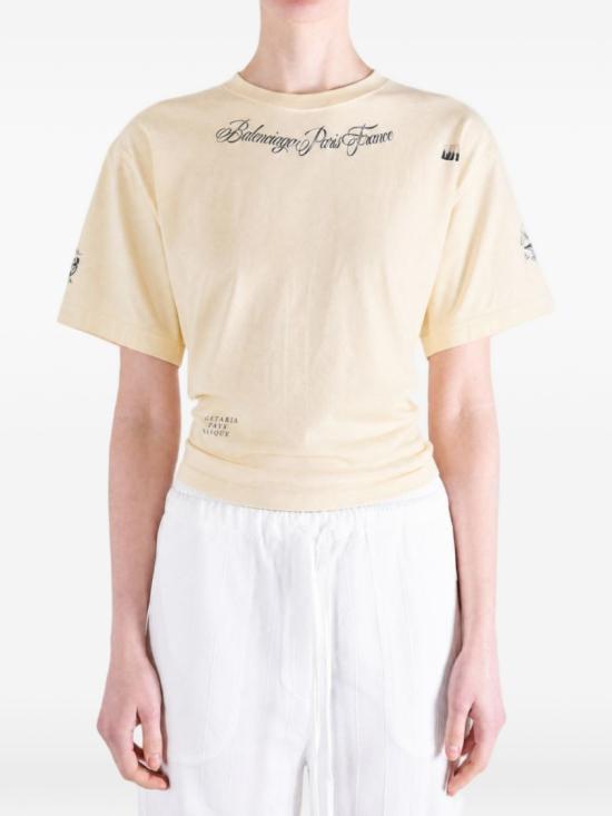 26FW 발렌시아가 클래식 잉크 코튼 티셔츠 A0016UTUVQ39002 Neutrals - BALENCIAGA