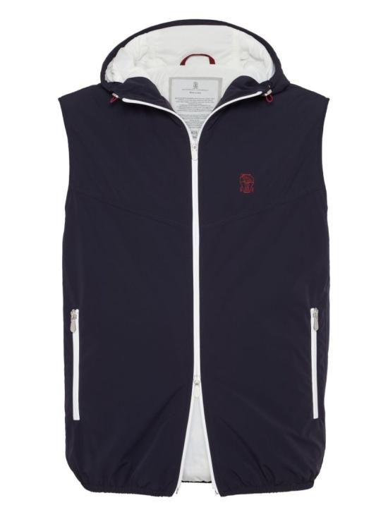26FW 브루넬로 쿠치넬리 멤브레인 나일론 후드 베스트 MM49A7432GC1086 Black