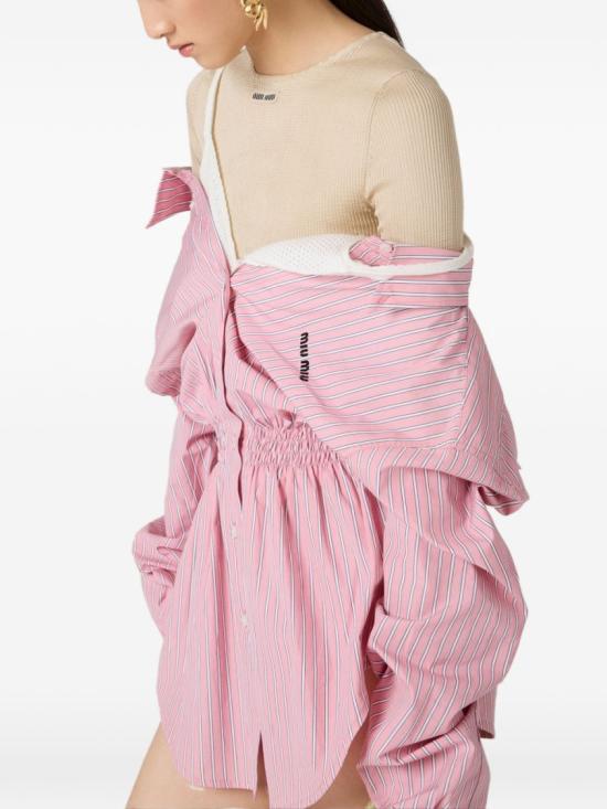 26SS 미우미우 스트라이프 포플린 드레스 MF6125180US OOOF0028 Pink - MIU MIU