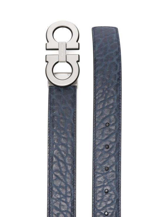 26FW 살바토레 페라가모 가죽 벨트 670460DOUBLEADJUS796230NEW NAVY DKB GRAPHITE Grey - SALVATORE FERRAGAMO