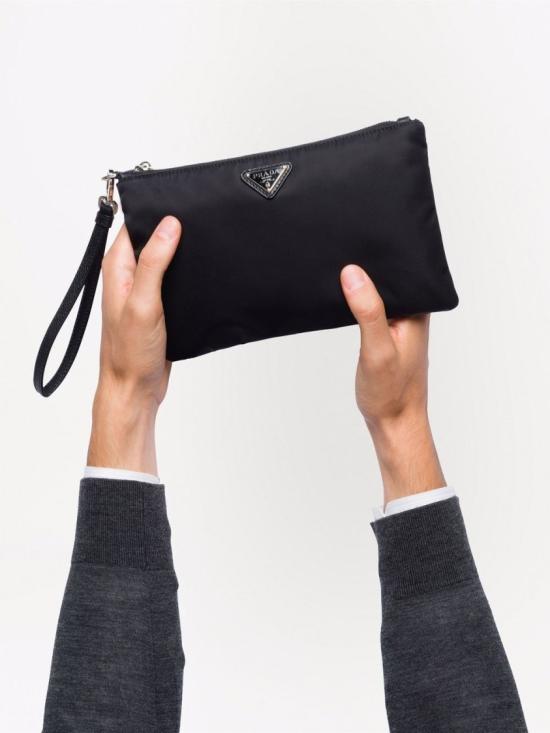 26FW 프라다 리나일론 사피아노 레더 파우치 2NH0042DMHF0002 Black - PRADA