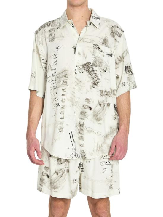 26SS 발렌시아가 워시드 크레용 올 오버 셔츠 852334TTL781240 White
