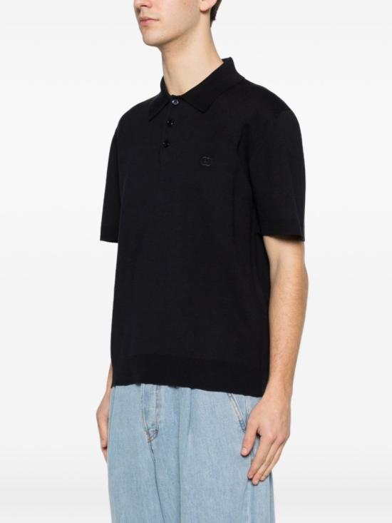 26SS 구찌 자수 실크 코튼 폴로 셔츠 853378XKFDL4255 Blue - GUCCI