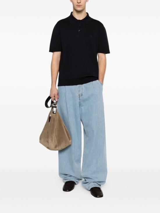 26SS 구찌 자수 실크 코튼 폴로 셔츠 853378XKFDL4255 Blue - GUCCI