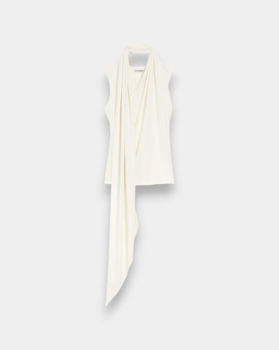 26SS 아미 저지 슬리브리스 라발리에르 탑 FTP827JE0223 136 Blanc creme