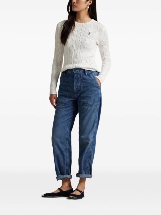 26FW 폴로 랄프로렌 포니 로고 피마코튼 케이블 니트 스웨터 211971869007WHITE - POLO RALPH LAUREN