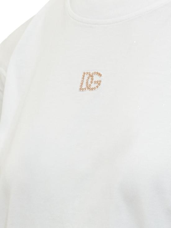 26SS 돌체앤가바나 DG 자수 & 라인스톤 저지 티셔츠 F8V42ZGDDL7W0800 White - DOLCE & GABBANA