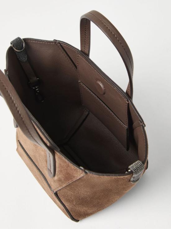26SS 브루넬로 쿠치넬리 스웨이드 BC Duo 미니 백 MBDLD2675C8769 Brown - BRUNELLO CUCINELLI