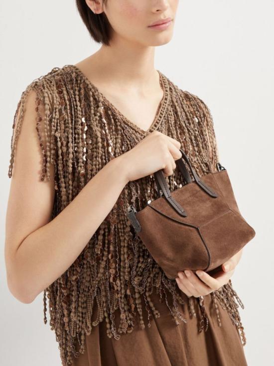 26SS 브루넬로 쿠치넬리 스웨이드 BC Duo 미니 백 MBDLD2675C8769 Brown - BRUNELLO CUCINELLI