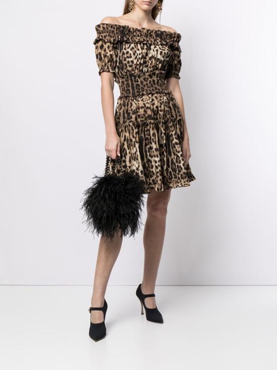 26SS 돌체앤가바나 레오파드 프린트 포플린 숏 원피스 F6A0UTHS5E3HY13M Black - DOLCE & GABBANA