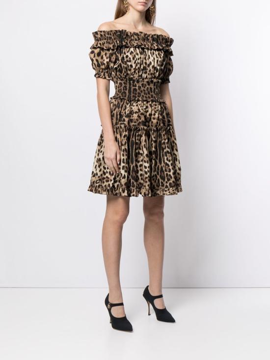 26SS 돌체앤가바나 레오파드 프린트 포플린 숏 원피스 F6A0UTHS5E3HY13M Black - DOLCE & GABBANA