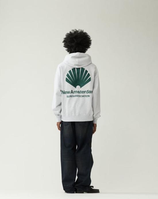  뉴 암스테르담 서프 어쏘시에이션 후드 티셔츠 2602117001 ASH BOTTLE GREEN Grey - NEW AMSTERDAM SURF ASSOCIATION