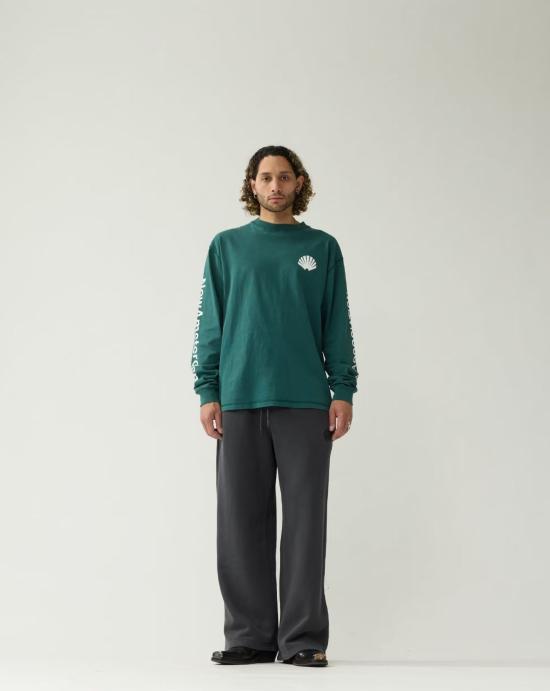  뉴 암스테르담 서프 어쏘시에이션 긴팔 티셔츠 2602107001 BOTTLE GREEN WHITE - NEW AMSTERDAM SURF ASSOCIATION