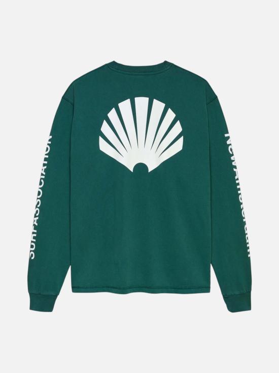  뉴 암스테르담 서프 어쏘시에이션 긴팔 티셔츠 2602107001 BOTTLE GREEN WHITE - NEW AMSTERDAM SURF ASSOCIATION