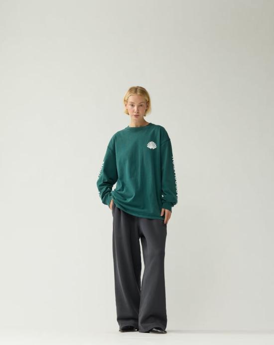  뉴 암스테르담 서프 어쏘시에이션 긴팔 티셔츠 2602107001 BOTTLE GREEN WHITE - NEW AMSTERDAM SURF ASSOCIATION