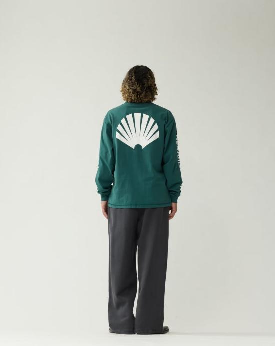 뉴 암스테르담 서프 어쏘시에이션 긴팔 티셔츠 2602107001 BOTTLE GREEN WHITE - NEW AMSTERDAM SURF ASSOCIATION