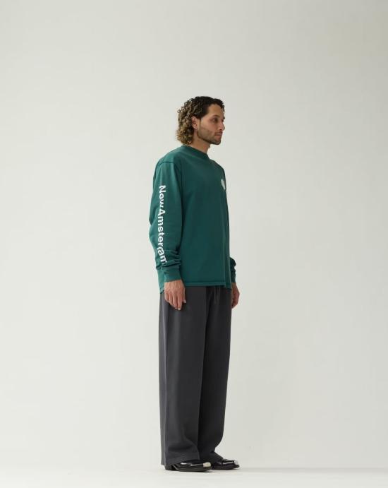  뉴 암스테르담 서프 어쏘시에이션 긴팔 티셔츠 2602107001 BOTTLE GREEN WHITE - NEW AMSTERDAM SURF ASSOCIATION
