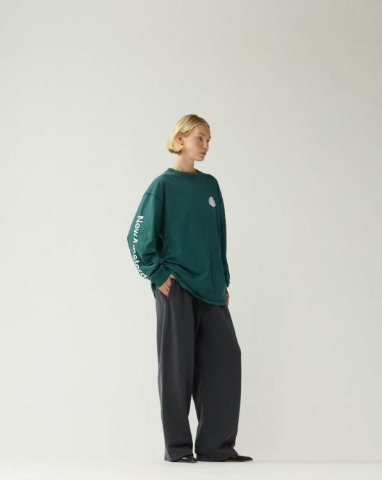  뉴 암스테르담 서프 어쏘시에이션 긴팔 티셔츠 2602107001 BOTTLE GREEN WHITE - NEW AMSTERDAM SURF ASSOCIATION