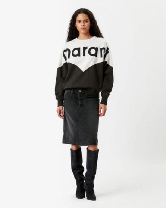  이자벨마랑 휴스턴 투톤 마랑 스웨트셔츠 SW0006FA A1M08E02FK Faded black - ISABEL MARANT