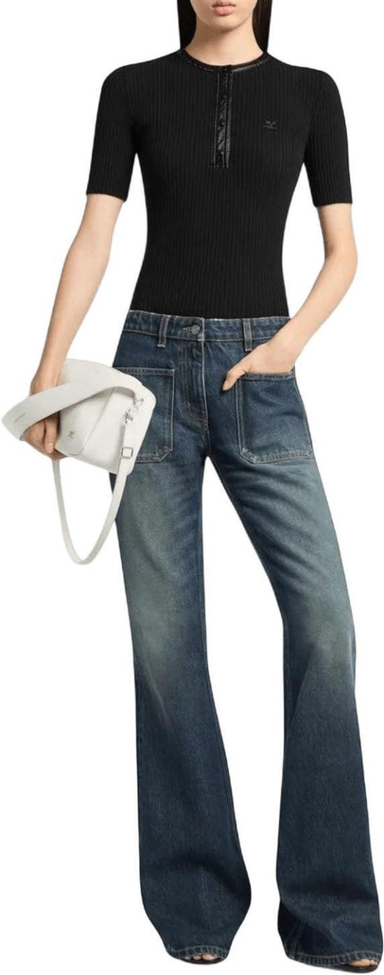 26FW 쿠레쥬 데님 팬츠 COURREGES326DPA765DE00617052VINTAGEDENIMFLAREDJEANSFLAREDJEANSNAVY BLUE - COURREGES