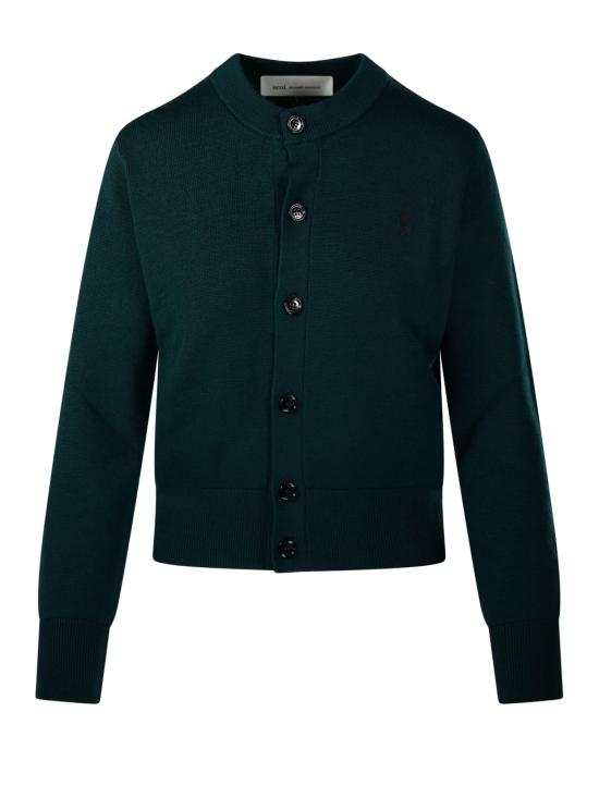 26FW 아미 크루넥 울 가디건 FKC361 001 A258 VERT BOUTEILLE NOIR