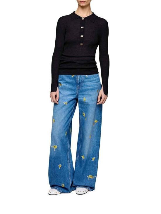 25FW 가니 폴로 티셔츠 A1070260099 Black - GANNI