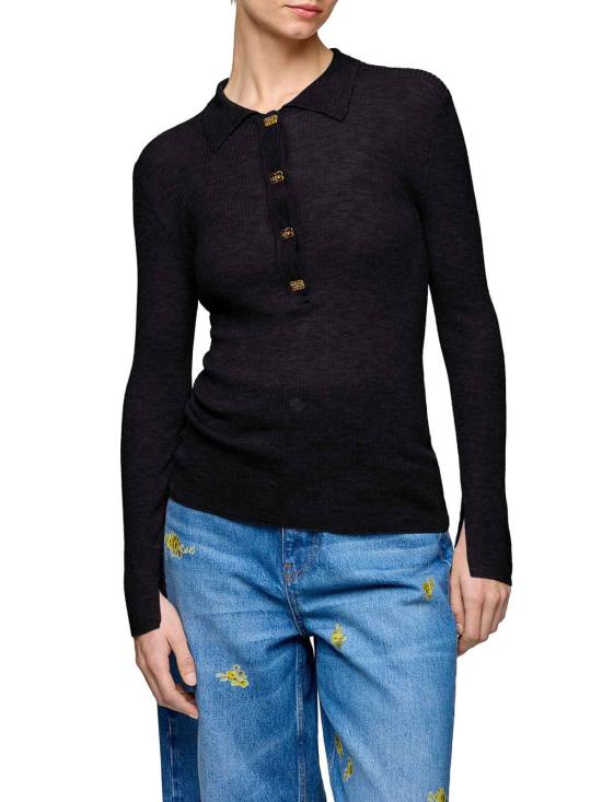 25FW 가니 폴로 티셔츠 A1070260099 Black - GANNI
