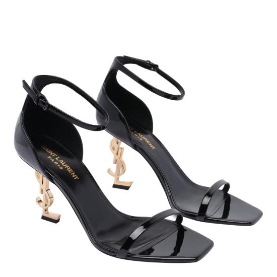 26FW 생로랑 페이턴트 레더 오피움 샌들 557679 1TV1A1000 BLACK - SAINT LAURENT