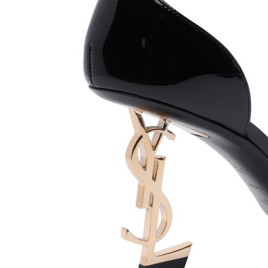 26FW 생로랑 페이턴트 레더 오피움 샌들 557679 1TV1A1000 BLACK - SAINT LAURENT