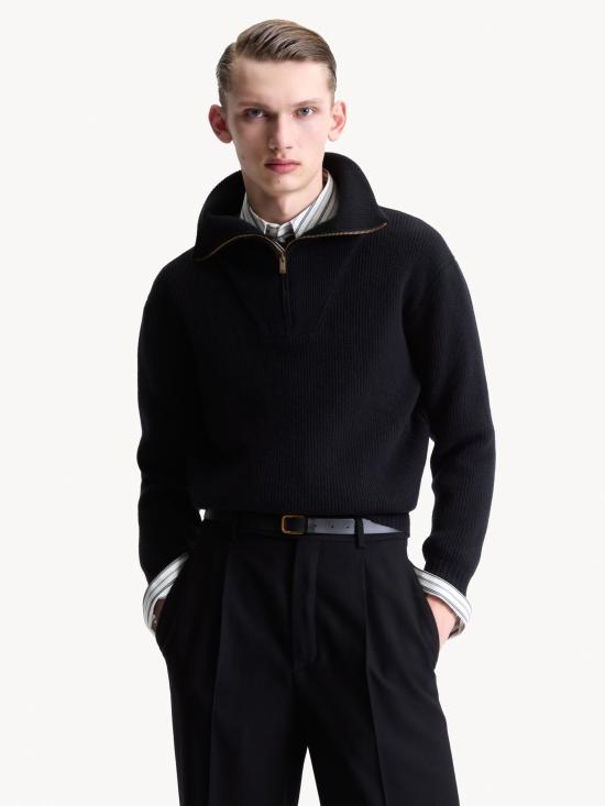 26FW 생로랑 집업 니트 873709Y77LS 1000 Nero - SAINT LAURENT