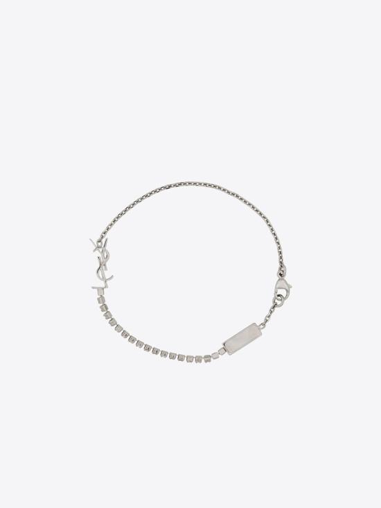 26FW 생로랑 메탈 앤 라인스톤 오피움 참 브레이슬릿 712345Y1526 8162 Argento - SAINT LAURENT
