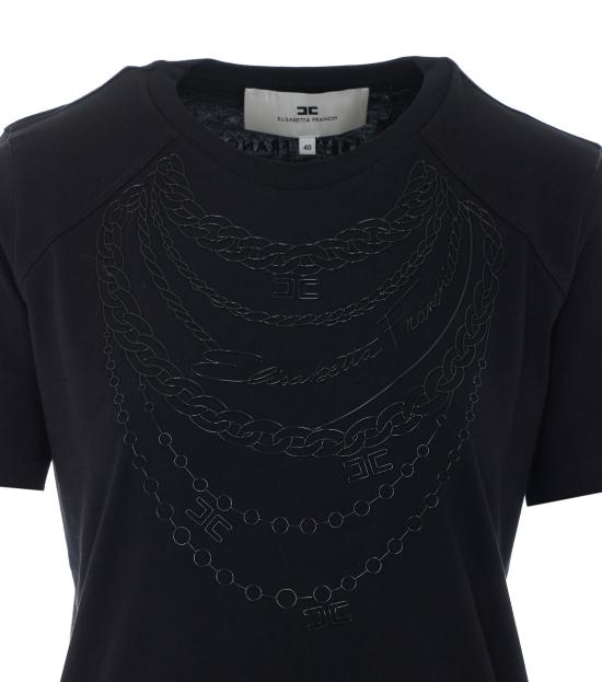 26FW 엘리자베타프랜치 반팔 티셔츠 MA66A66E2 110 Black - ELISABETTA FRANCHI