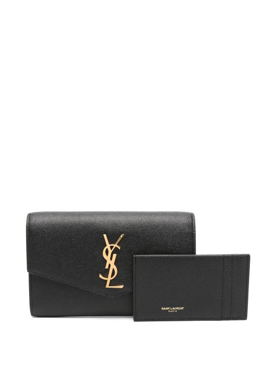 26FW 생로랑 그레인 레더 업타운 체인 지갑 6077881GF0J 1000 Nero - SAINT LAURENT