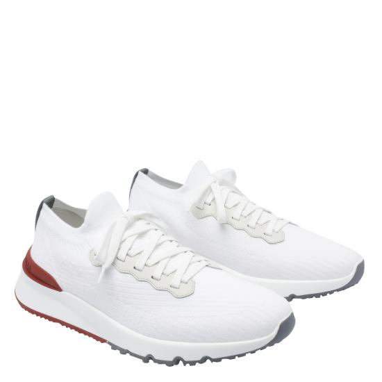 26FW 브루넬로 쿠치넬리 코튼 니트 세미 폴리쉬드 카프스킨 러너 MZUPMBO252 CJ987 White - BRUNELLO CUCINELLI