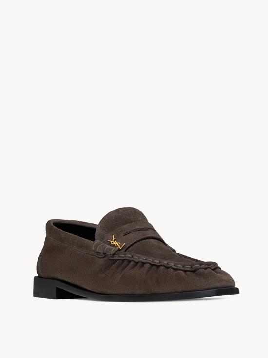 26FW 생로랑 레 로퍼 카산드라 스웨이드 페니 로퍼 8189082W5AA 6023 MARRONE - SAINT LAURENT