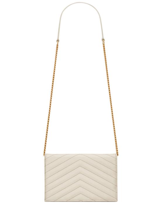 26FW 생로랑 그랑 드 뿌드르 레더 카산드라 엔벨로프 체인 지갑 857605BOW01 9207 Bianco - SAINT LAURENT