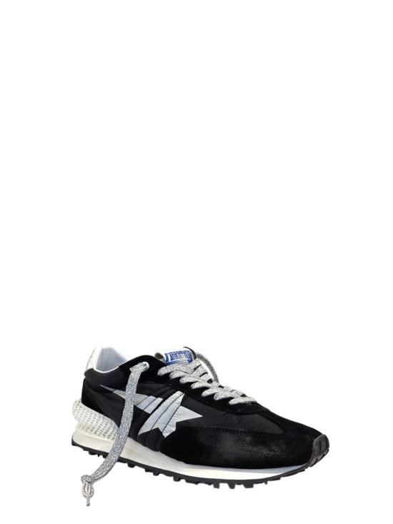 26FW 골든구스 립스탑 나일론 어퍼 & 실버 스타 마라톤 스니커즈 GMF00684F005675 90179 BLACK SILVER - GOLDEN GOOSE