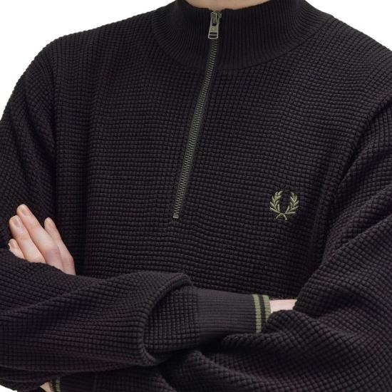26FW 프레드페리 집업 니트 K8557 198 Black - FRED PERRY
