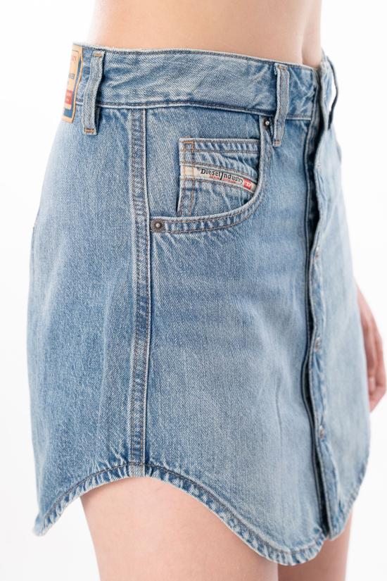26SS 디젤 드-아드 데님 버튼-프론트 미니스커트 A17916 0IRAC 01 Denim - DIESEL